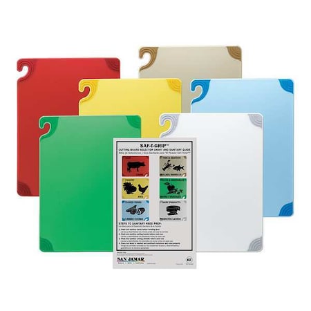 San Jamar Cutting Board Set, 12x18, 6 Boards CBG1218KCGR