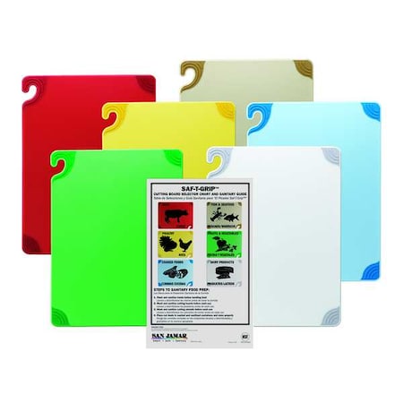 San Jamar Cutting Board Set, 15x20, 6 Boards CBG1520KC