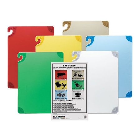 San Jamar Cutting Board Set, 18x24, 6 Boards CBG1824KCGR