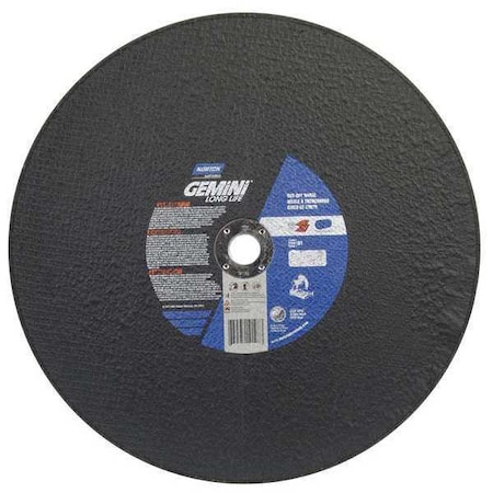 NORTON ABRASIVES CutOff Whl, Gemini, 14"x3/32"x1", 4365rpm 66253306626