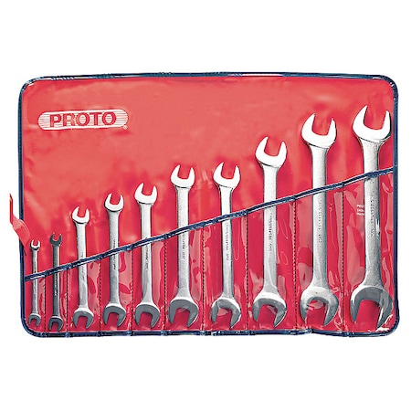 Proto Open End Wrench Set, 15Deg, 1/4-1-1/8, 10Pc J3000H
