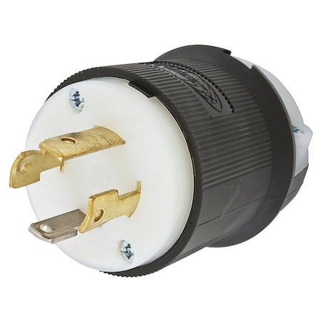 Hubbell Wiring Device-Kellems Locking Plug, L14-30P, 30 A, 125/250V AC, Single Phase, 3 Pole, Screw Terminals, Black, White HBL2711