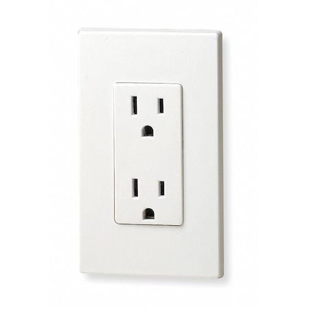 Leviton Straight Blade Receptacle, 5-15R, 15 A, 125V AC, 2 Pole, 3 Wire, Flush Mount, Single, White 5325-W