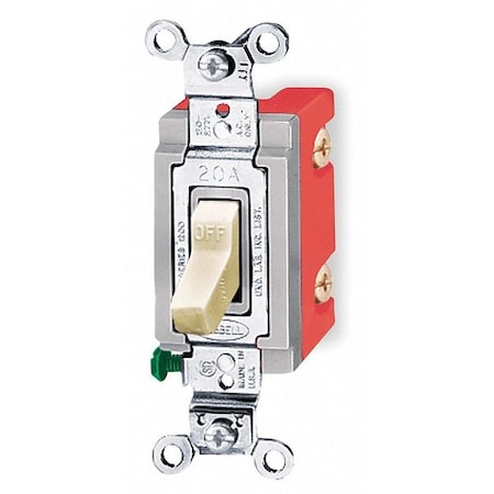Hubbell Wiring Device-Kellems Wall Toggle Switch, Single Pole, 20A 120/277V AC, Back and Side Wired HBL1221I