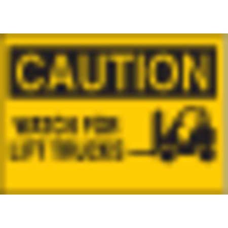Brady Caution Sign, 10" H, 14" W, Plastic, Rectangle, English, 25906 25906