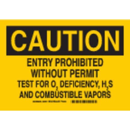 Brady Caution Sign, 7" Height, 10" Width, Plastic, Rectangle, English 22067