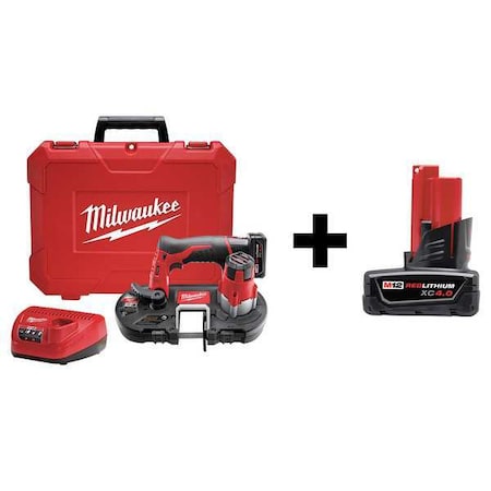 Milwaukee Tool Portable Cordless Band Saw, 12 V, 27 in Blade Length, Includes Battery 7DF52