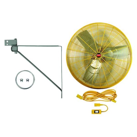 Dayton High Visibility High Visibility Industrial Fan, Ceiling, IBeam, Wall Mount, 30 in Blade Dia, 115V 7DJ31
