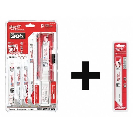 Milwaukee Tool 6 in, 9 in x 14, 18, 5, 8 TPI Reciprocating Saw Blade Set 49-22-1129, 48-00-5184