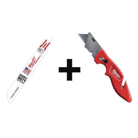 Milwaukee Tool (50) 6 in 14 TPI Metal Blades and Extra Folding Utility Knife 48-01-6182, 48-22-1901