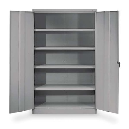Tennsco Shelving Storage Cabinet, 78 in H, 48 in W, Swing, Keyed, Medium Gray, 4 Shelves, 0 Drawers J2478SUMGY