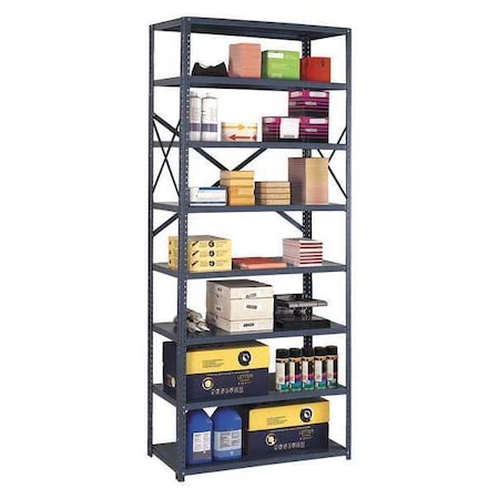 Zoro Select Metal Shelving Unit, 18"D x 36"W x 85"H, 8 Shelves, Steel 2960