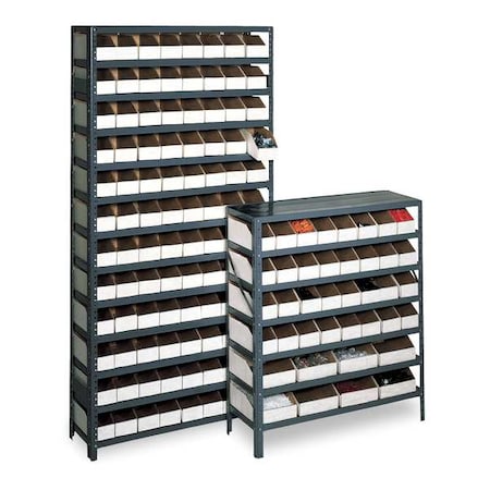Zoro Select Steel Bin Shelving, 12 in D x 75 in H x 36 in W, 12 Shelves, Gray 2960