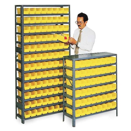 Zoro Select Steel Bin Shelving, 12 in D x 75 in H x 36 in W, 12 Shelves, Gray 2960
