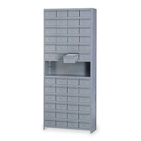 Zoro Select Steel Enclosed Bin Shelving, 18 in D x 85 in H x 36 in W, 15 Shelves, Gray 1