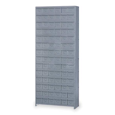Zoro Select Steel Enclosed Bin Shelving, 18 in D x 85 in H x 36 in W, 15 Shelves, Gray 1