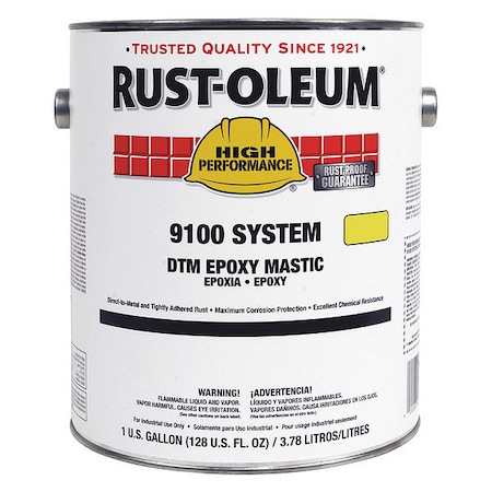 Rust-Oleum Epoxy Activator and Finish Kit, Safety Yellow, Gloss, 1 gal, 9100 Series 9144