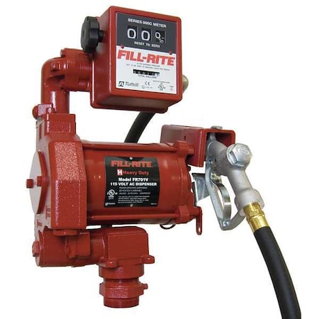 Fill-Rite Fuel Transfer Pump, 115V AC, 20 gpm Max. Flow Rate , 1/3 HP, Steel, 1 in MNPT Inlet FR701