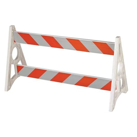 Zoro Select Parade Barricade, 40 1/2 in Height, 72 in Length, Orange/White 7Y497