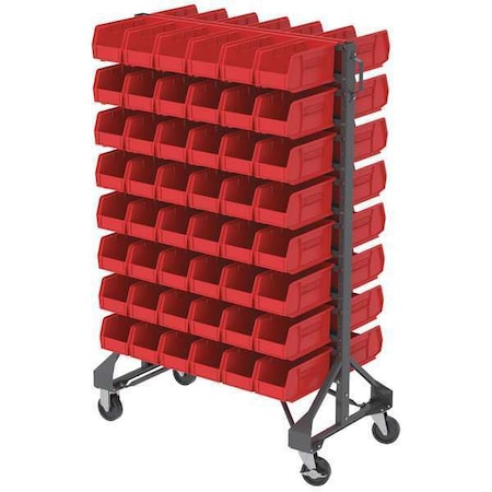 Zoro Select Steel Bin Rail Floor Rack, 20 in D x 57 in H x 36 in W, Gray/Red 7Y884