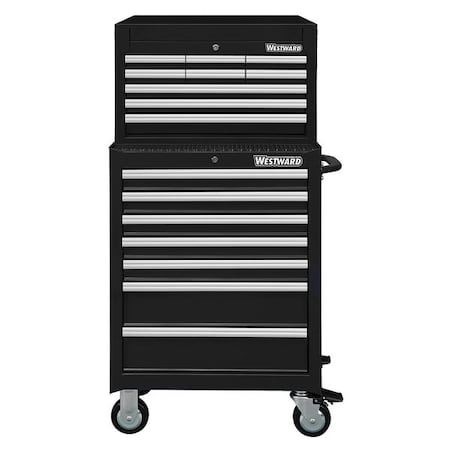 Westward WESTWARD Tool Chest & Cabinet Combination, 16-Drawers, Powder Coated Black, 27" W x 18" D x 56" H 7CY08