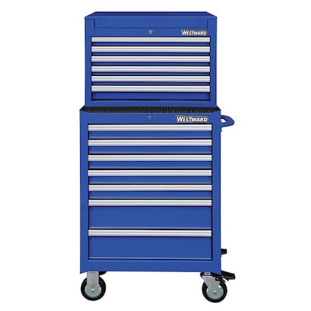Westward WESTWARD Tool Chest & Cabinet Combination, 13-Drawers, Powder Coated Blue, 27" W x 18" D x 58" H 7CY27