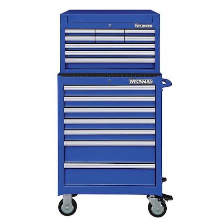 Westward WESTWARD Tool Chest & Cabinet Combination, 16-Drawers, Powder Coated Blue, 27" W x 18" D x 56" H 7CY30