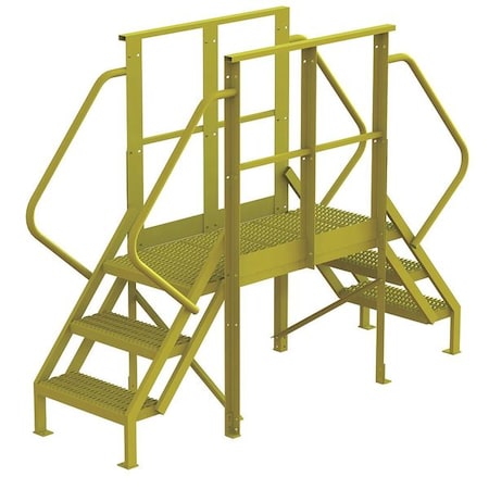 Tri-Arc Crossover Bridge, 30 in Platform Ht, Steel, 1,000 lb Load Capacity, 3 Steps 7CY75
