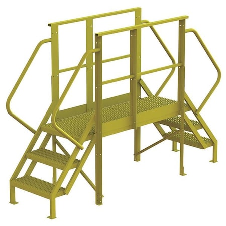 Tri-Arc Crossover Bridge, 30 in Platform Ht, Steel, 1,000 lb Load Capacity, 3 Steps 7CY76