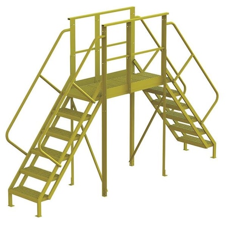 Tri-Arc Crossover Bridge, 60 in Platform Ht, Steel, 1,000 lb Load Capacity, 6 Steps 7CY88