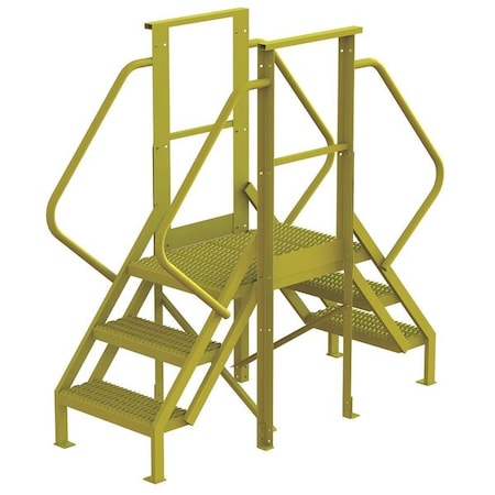 Tri-Arc Crossover Bridge, 30 in Platform Ht, Steel, 1,000 lb Load Capacity, 3 Steps 7CY89