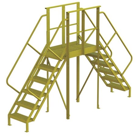 Tri-Arc Crossover Bridge, 60 in Platform Ht, Steel, 1,000 lb Load Capacity, 6 Steps 7CY87