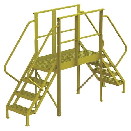 Tri-Arc Crossover Bridge, 3.3 ft Platform Ht, Steel, 1,000 lb Load Capacity, 4 Steps 7CY80