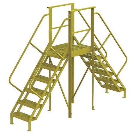 Tri-Arc Crossover Bridge, 60 in Platform Ht, Steel, 1,000 lb Load Capacity, 6 Steps 7CY86