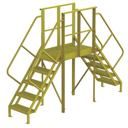 Tri-Arc Crossover Bridge, 50 in Platform Ht, Steel, 1,000 lb Load Capacity, 5 Steps 7CY99