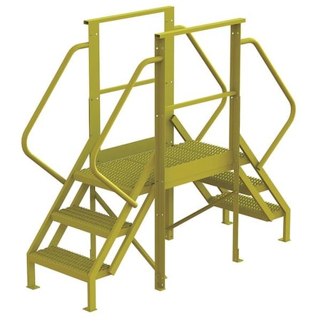 Tri-Arc Crossover Bridge, 30 in Platform Ht, Steel, 1,000 lb Load Capacity, 3 Steps 7CY90