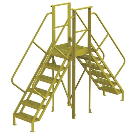 Tri-Arc Crossover Bridge, 60 in Platform Ht, Steel, 1,000 lb Load Capacity, 6 Steps 7CZ01