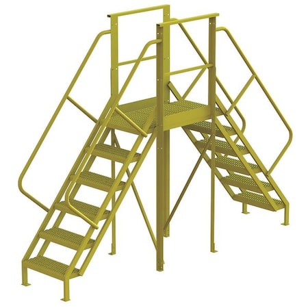 Tri-Arc Crossover Bridge, 60 in Platform Ht, Steel, 1,000 lb Load Capacity, 6 Steps 7CZ02