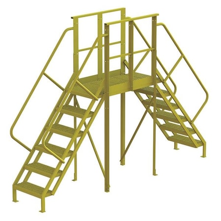 Tri-Arc Crossover Bridge, 60 in Platform Ht, Steel, 1,000 lb Load Capacity, 6 Steps 7CZ03