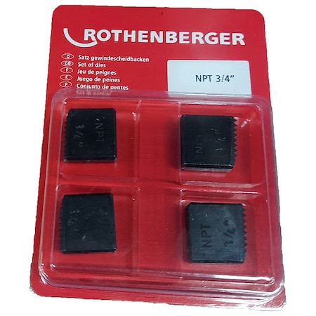 Rothenberger Pipe Threading  Dies, NPT, 3/4 in 70919X