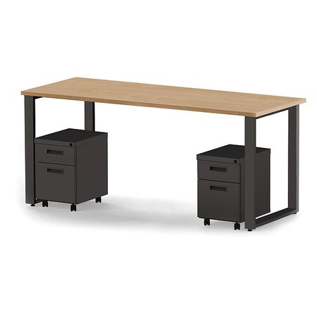 Marvel Aire Desk, 72" x 24", Mobile Pedestals (2), Maple Laminate Black Finish ARTY007KMBK