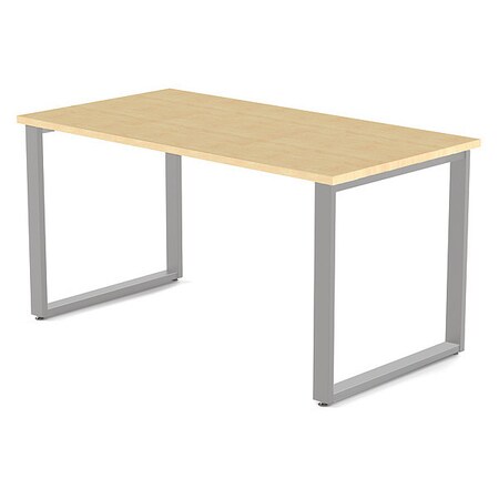 Marvel Aire Desk, 48"W x 24"D, Wire Management, Maple Laminate Silver Finish ARTY0015KMTT