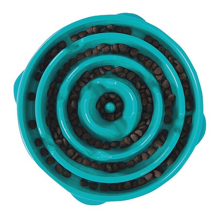 Outward Hound Fun Feeder Slo Bowl Drop Large Teal 10 8 X 10 8 X