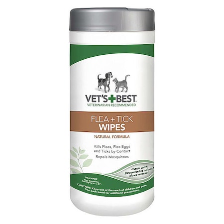 Vets Best Dog Flea and Tick Wipes 50 count White 3.3" x 3.3" x 8" 3165810459
