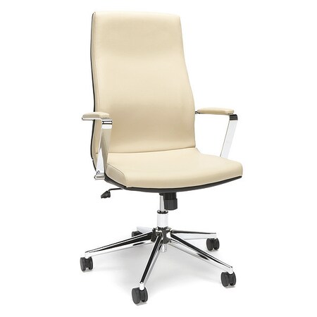 Ofm High Back Bonded Leather Manager Chair, Cream 567-CRM