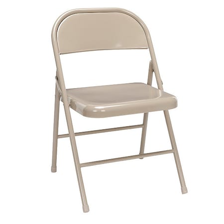 Ofm Essentials, Metal Folding Chair, Antique Linen ESS-8200-ALN