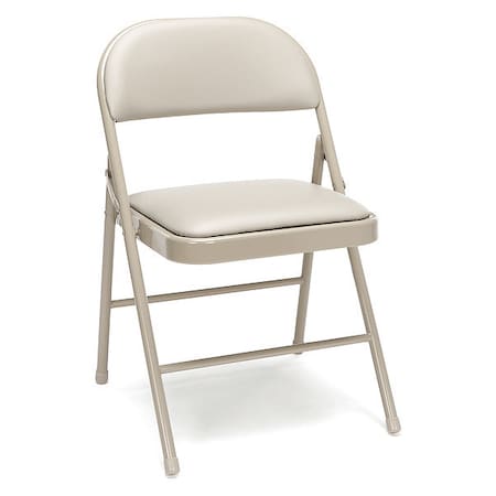 Ofm Essentials, Padded Mtl Folding Chair, Antique Linen ESS-8210-ALN