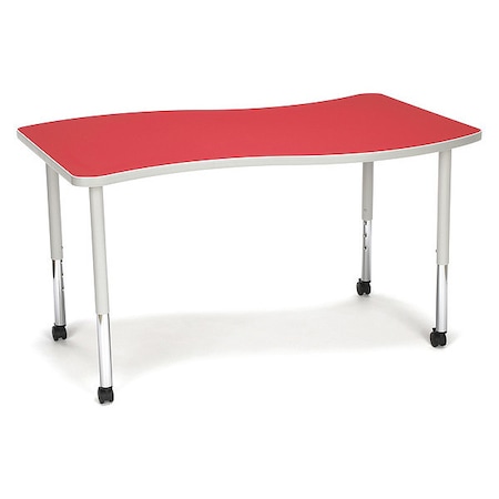 Ofm Adapt Wave Large Top Large Leg Table, CAS Red WAVE-L-LLC-RED