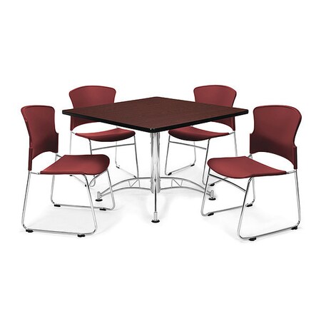 Ofm Break Room Set, KLT36SQ-Mahogany/310-P-A10 PKG-BRK-09-0011