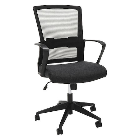 Ofm Black Mid-Back Mesh Work Chair, Black Fabric ESS-3037-BLK